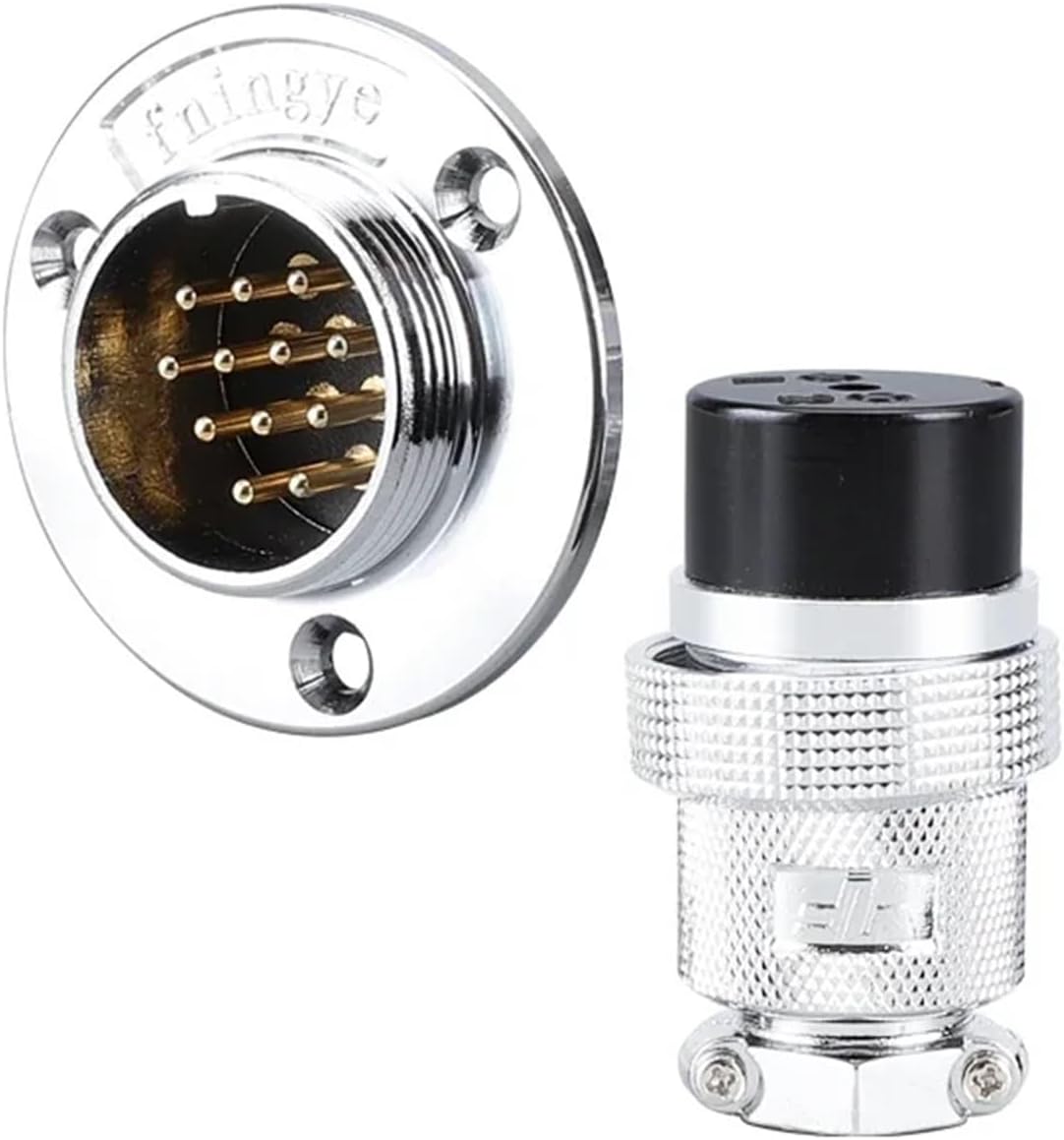 1sets M25 DF25 GX25 Flange mounting 3-Hole Fixing Aviation Connector Plug&Socket 2Pin 3/4/5/6/7/8/910/11/12pin connectors(GX DF25 6PIN)