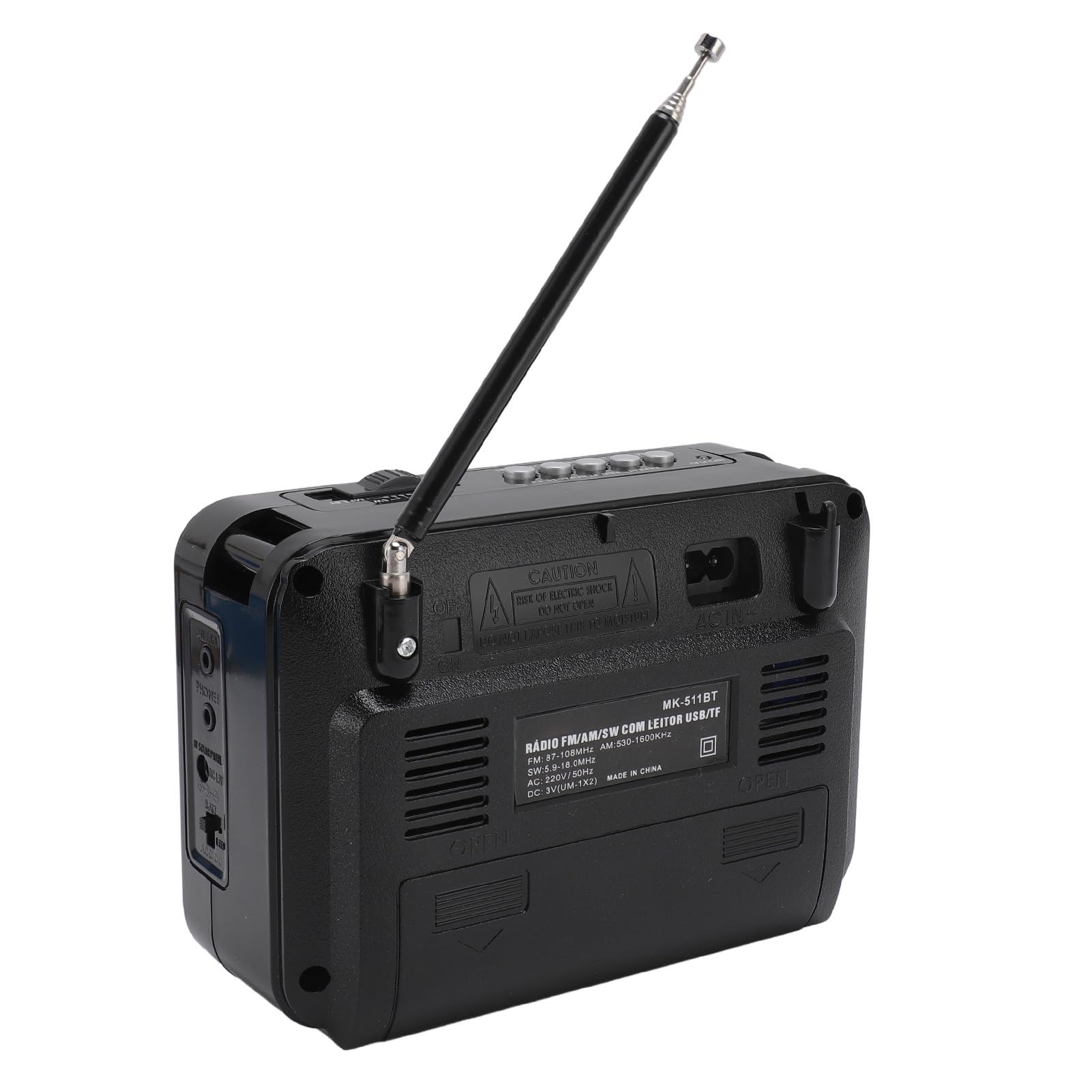 Radio Am FM, Radio Portátil con Altavoz Bluetooth, con Antena Retráctil Larga, Funciona con Pilas, Alimentado por USB y Recargable, para Personas Mayores (Negro Rojo)