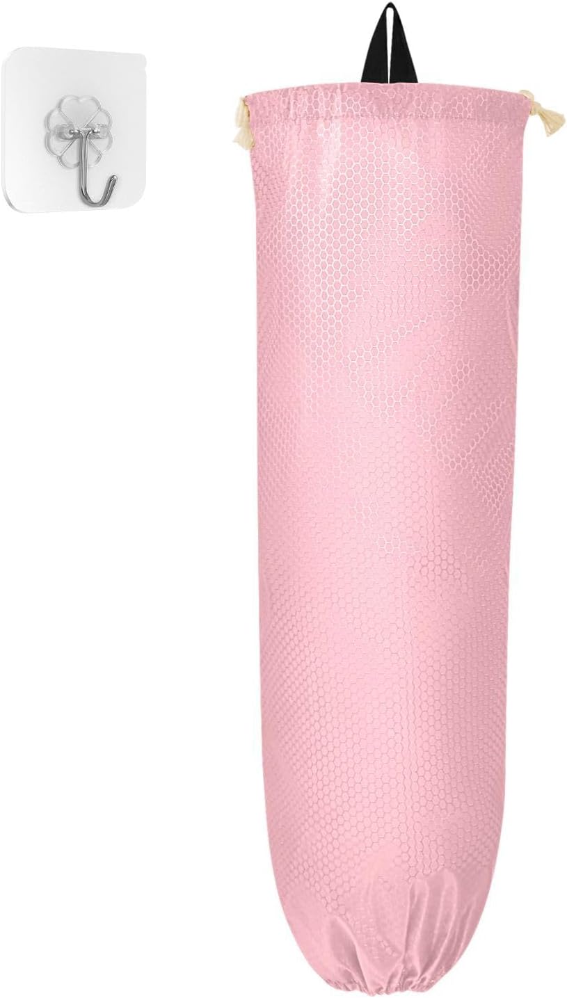 Plastic Bag Holder Light Pink Grocery Bag Organizer,Reusable Shopping Bag Organizer,Storage Dispenser ​for Home Kitchen Decor Light Pink