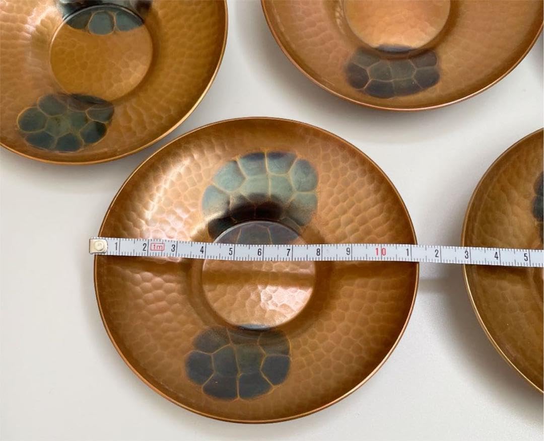 越前焼名工 中村豊（陶杉窯）極美鉄赤釉茶托 5点セット