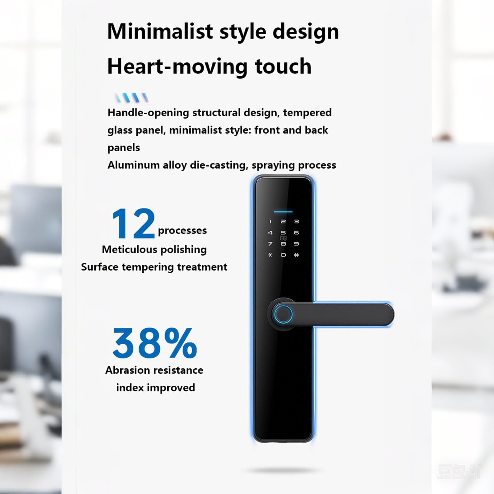 Inteligentny zamek do drzwi, odcisk palca, Tuya Smart zamek do drzwi, Bluetooth, inteligentny zamek z czytnikiem linii papilarnych, do drzwi o grubości 45-80 mm, czarny