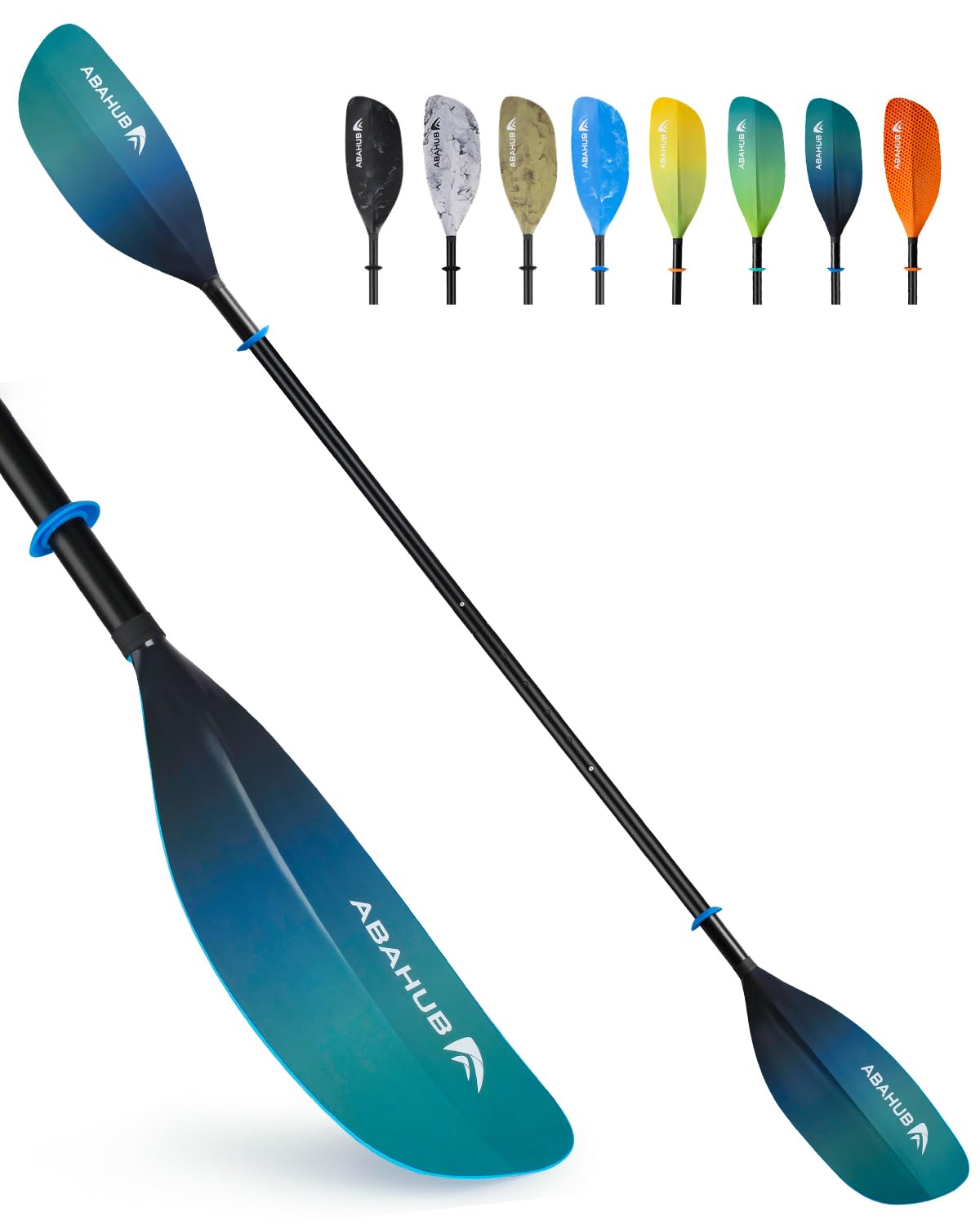 Abahub Adjustable Kayak Paddle 230-250 cm/90.5-98.4 Inches Floating Kayaking Oars Boating Oars Gradient Blue Print