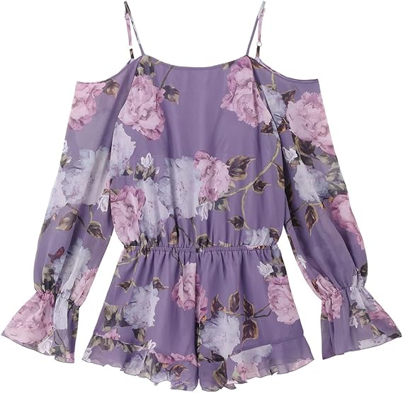 Amazon ラヴィジュール Ravijour フラワーシフォン ロンパース ルームウェア パジャ Pbu パープルブルー Onesize パジャマ ルームウェアセット 通販