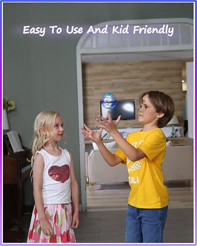 Miniatura 6 de ATHLERIA 2 piezas de juguetes de bola de orbe volador (azul + rosa) Soaring Hover Boomerang Spinner controlado a mano, mini dron para niños y