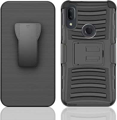 NEM Alcatel 3V (2019) 5032W Holster Case, [Heavy Duty] Armor Shock Proof Dual Layer Phone Case Cover with Kickstand & Belt Clip for Alcatel 3V (Black)