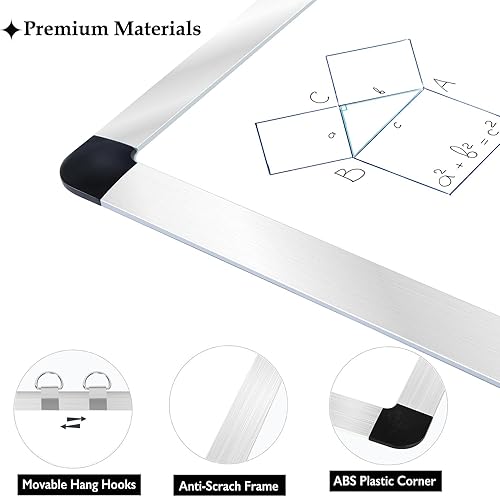 Miniatura 4 de LiebHome Pizarra blanca de doble cara, pizarra blanca de borrado en seco de 12 x 16 pulgadas para pared, tablero colgante ultrafino con superficie