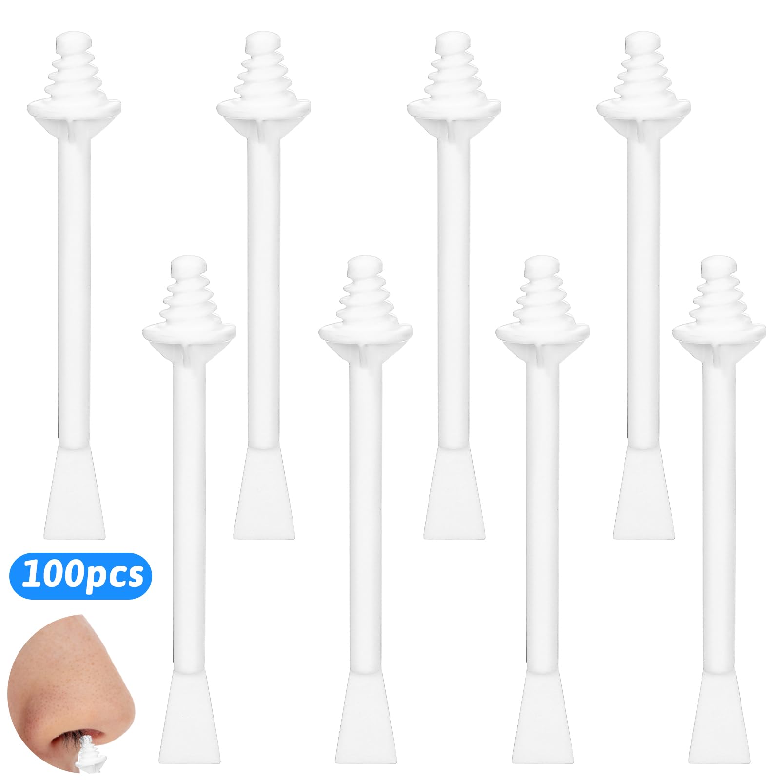 100 sztuk pałeczek do wosku do nosa, aplikatory do włosów w nosie, podwójne zastosowanie, wosk do nosa, pałeczki z tworzywa sztucznego, aplikatory do czyszczenia nozdrzy dla mężczyzn i kobiet