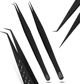 My Lash Tools Eyelash Extension Curved Degree & Straight Tweezers set for Isolation Lash Extensions 14cm, Best for Individual Isolation & Classic Lashes Stainless Steel Eyelash Twisers (Tweezers set)