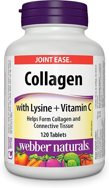 Webber Naturals Collagen with Lysine and Vitamin C, 120 Tablets, Helps Support Joints, Muscles, and Skin