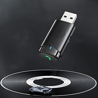 جهاز ارسال USB لاسلكي بمحول ايه يو اكس ومستقبل إرسال الصوت من جيني - بلوتوث 5.0 - أسود