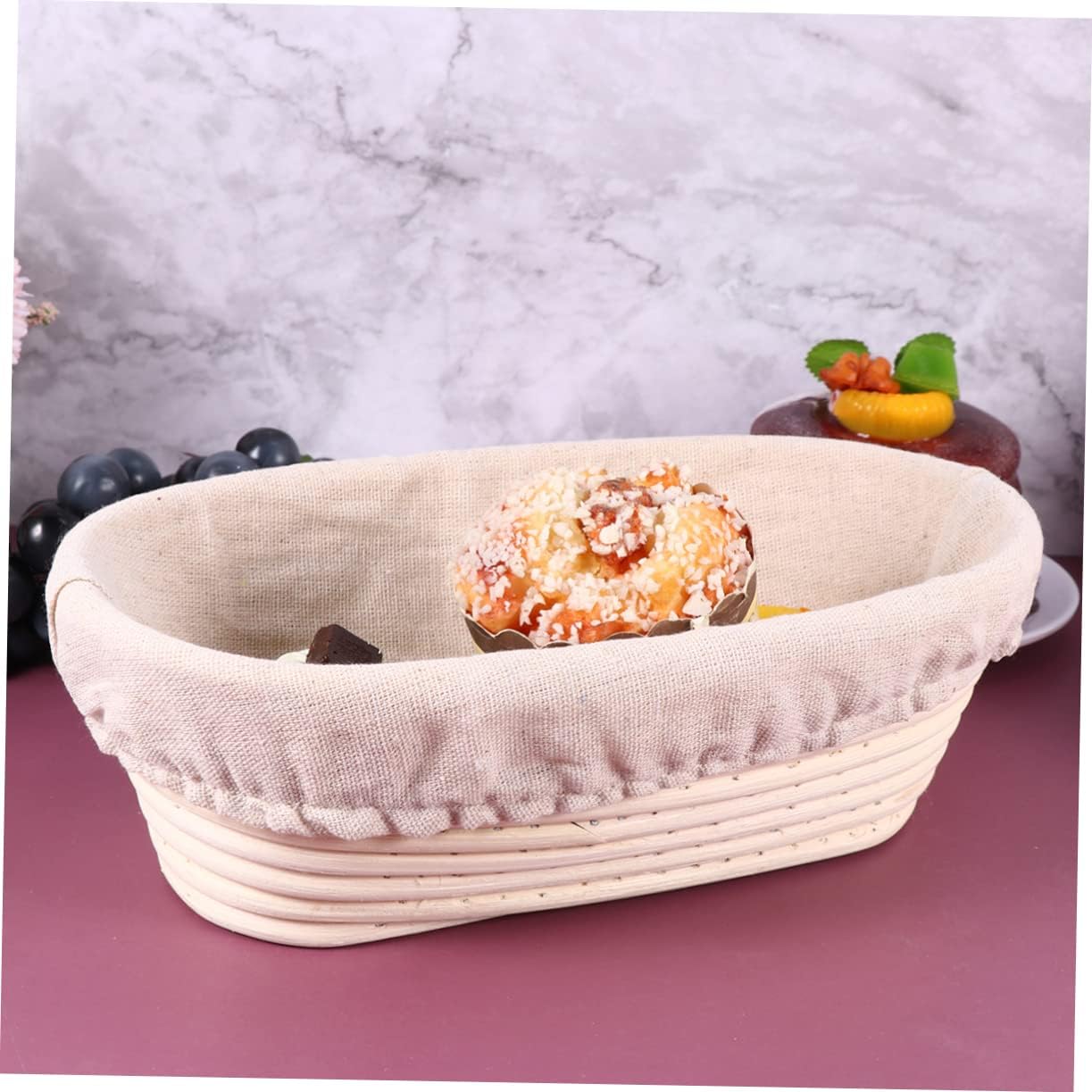 Unomor Elegant Rattan Proofing Basket Set Sourdough Bread Proofing Kit Banneton Bread Starter Loaf Pan Lid Bin