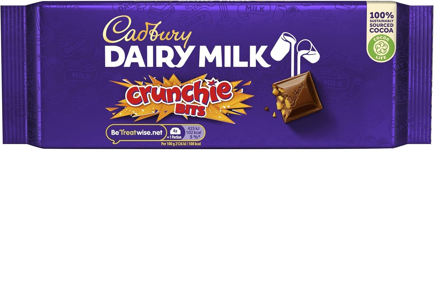 Cadbury Dairy Milk Crunchie Bar, Milk Chocolate Bar With Honeycomb Pieces, 180 g (Pack of 1)