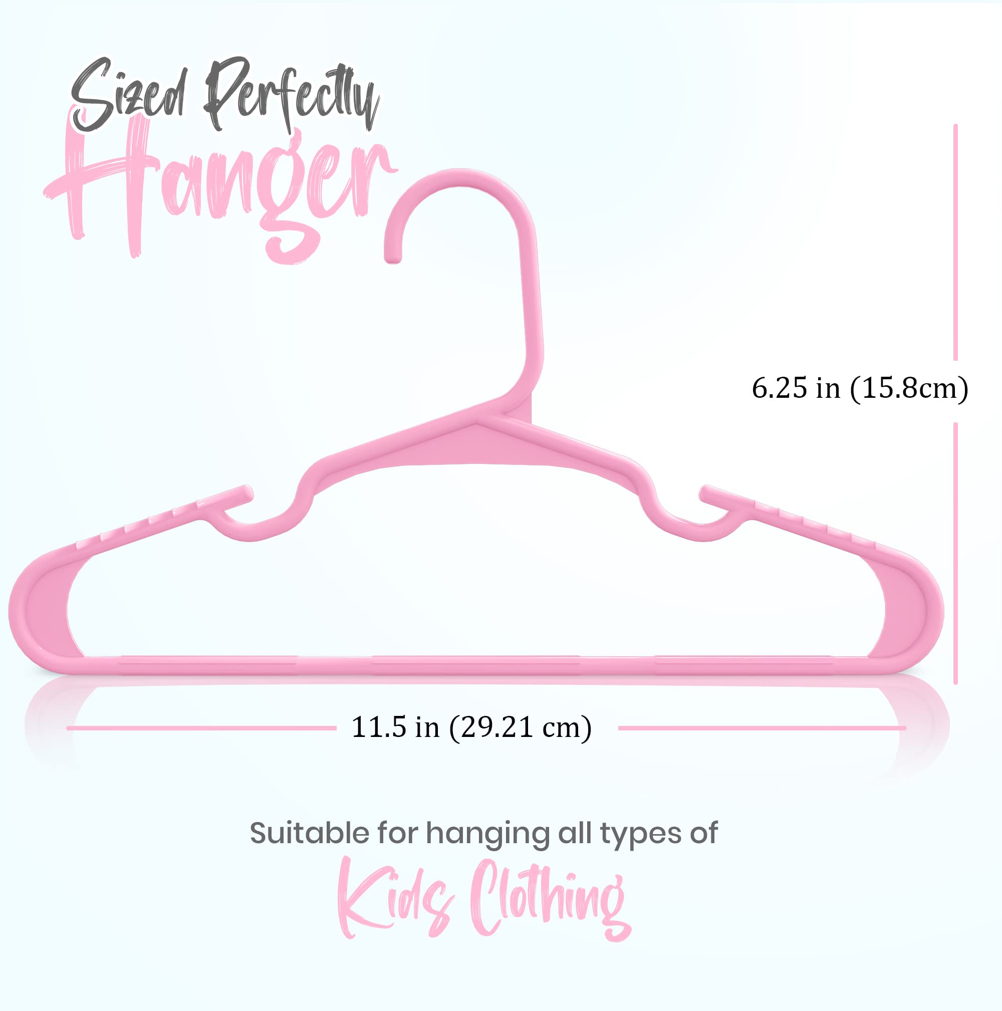 Utopia Home Lot de 60 cintres de placard en plastique pour vêtements d’enfants et de bébés, usage quotidien standard, 29 cm (rose layette)