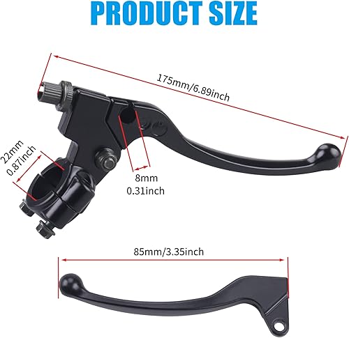Miniatura 2 de JINGKE 7/8" 0.866 in motocicleta universal negro izquierda embrague palanca palanca percha para Honda XR80 XR100 CRF70 CRF80 CRF100 XR200 SSR 125cc