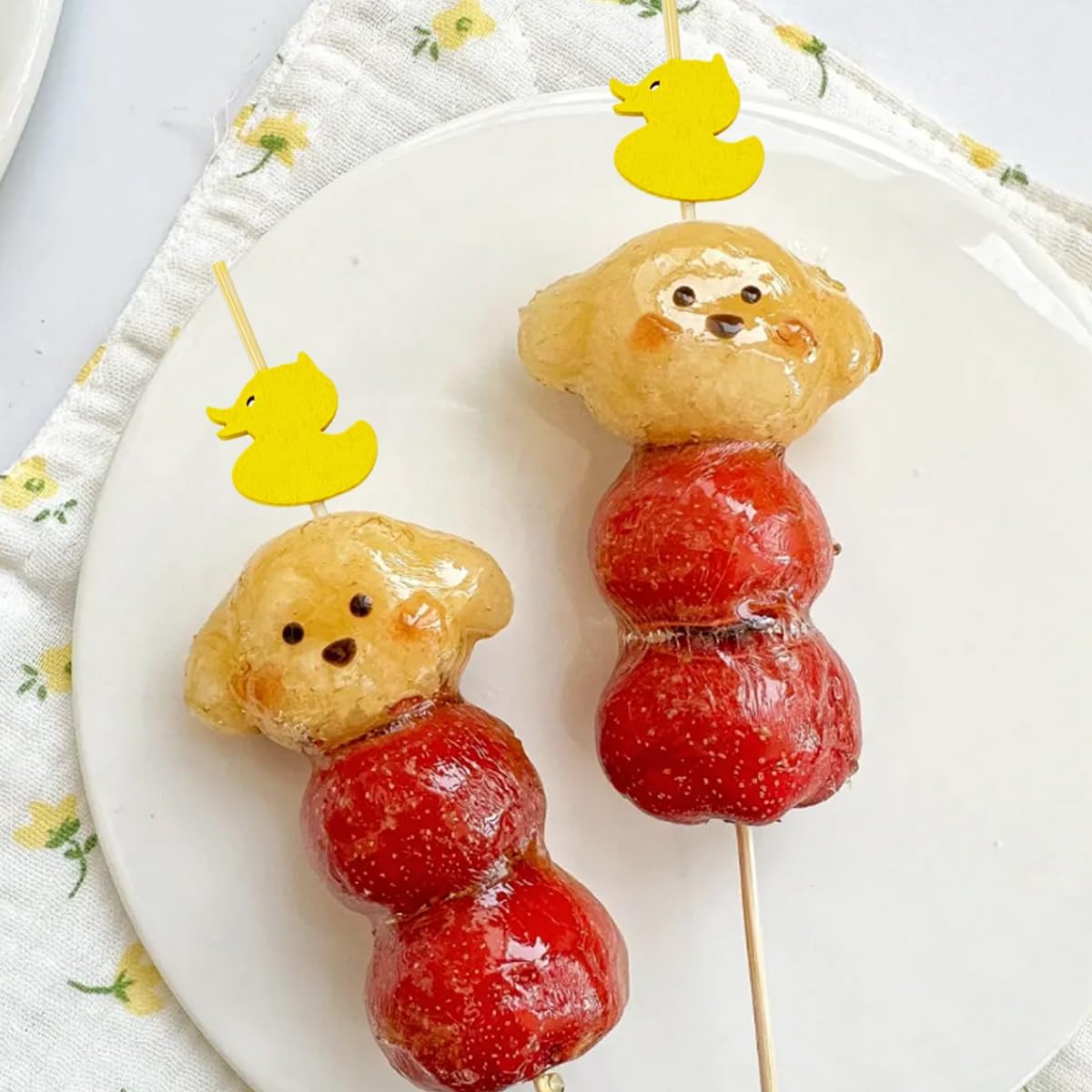100Pcs Yellow Duck Party Decorations Toothpicks for Appetizer Yellow Duck Birthday Decorations Cocktail Picks for Cake Dessert Food Fruit Party Decorations