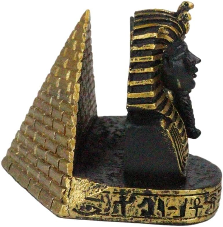 Miniatura 5 de Ebros Gift Monumentos egipcios antiguos negros y dorados, pirámide del faraón, Anubis y Horus, tarjetero escultórico con jeroglíficos, dinastía