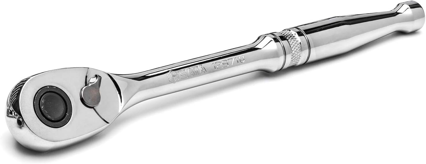 SATA 3/8-Inch Drive Quick-Release 72-Tooth Ratchet with an Teardrop Head, Full-Polished Chrome Finish - ST12971U - - 