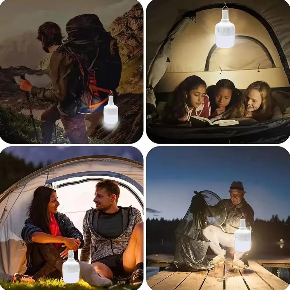 Rechargeable Camping Lantern, 360° Bright LED with USB-C, Splash-Resistant Emergency Light, 3 Modes & Hook for Power Outages, Hiking, Outdoor (100W)