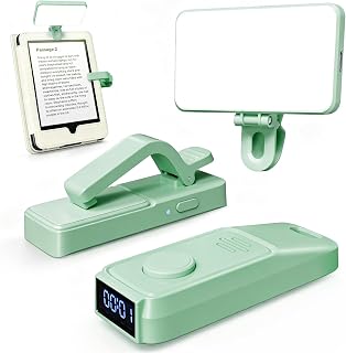 (Fit All Cases) Page Turner for Kindle,Portable Selfie Light,Reading Timer Tracker,Book Light for Kindle,iPad,iOS Android. Clicker for Kindle for Camera Video Recording and Selfie Shutter(K3-Green)