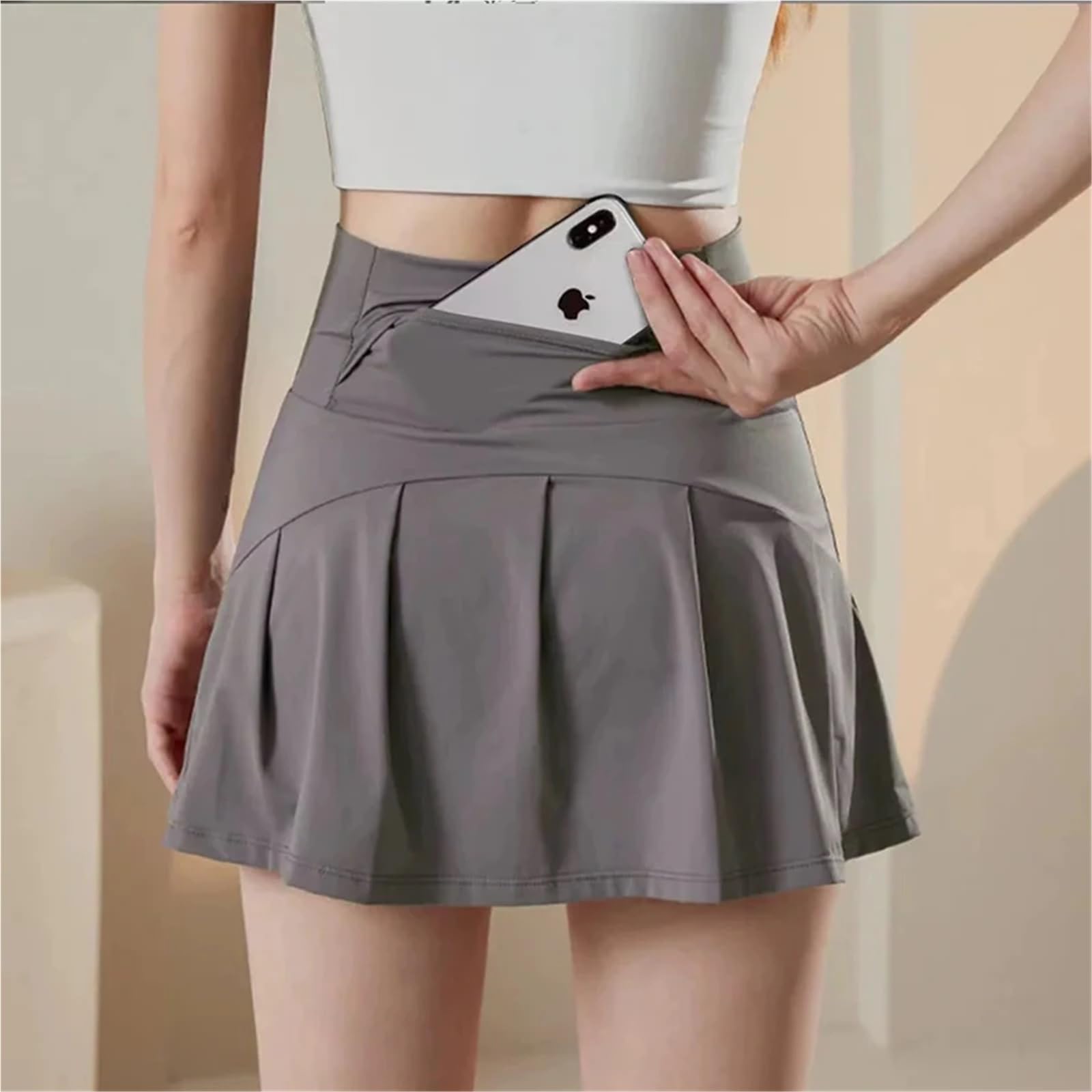 Falda Corta Deportiva de Cintura Alta for Mujer, antideslumbrante, Estilo Acampanado, for Yoga y Fitness Falda Tenis Mujer