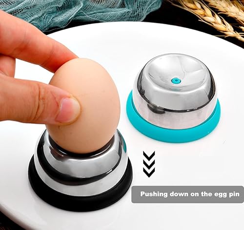 Miniatura 2 de ChaLeeMoo Perforador de huevos para huevos crudos, póker de huevos de acero inoxidable para hervir huevos, gran herramienta para pelar cáscaras de