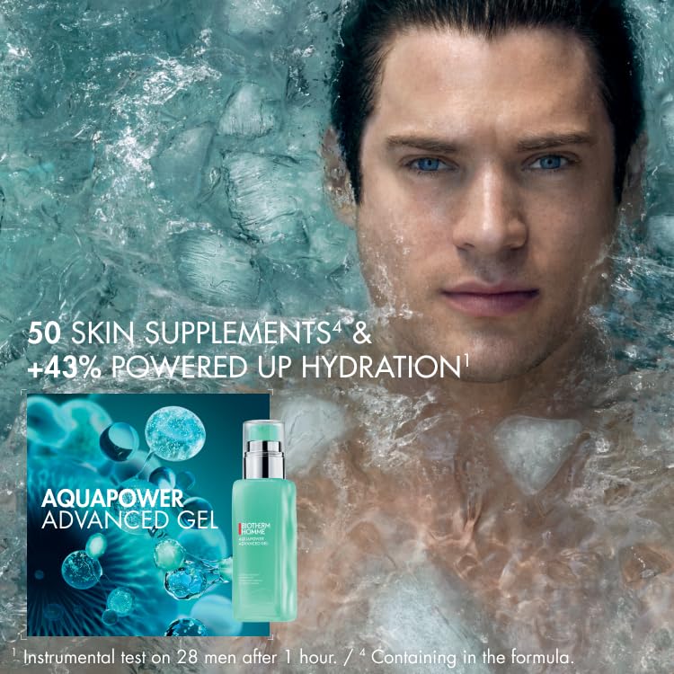 L'Oreal Aquapower Advanced Gel, Men's Gel Face Moisturizer That Hydrates And Strengthens Skin, Fresh And Fast-Absorbing Water-Gel Formula - Non-Sticky Daily Skincare for Him