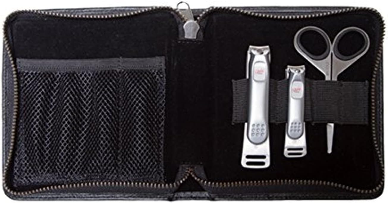 Seki Edge Men's Premium Grooming Kit (MS-01) With Nail Clippers & Nostril Scissor - Manicure & Pedicure Professional Set in Genuine Leather Case