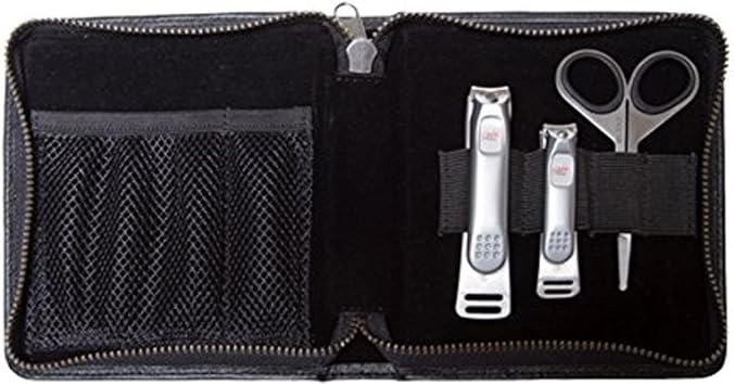 Seki Edge Mens Premium Grooming Kit MS-01 With Nail Clippers & Nostril Scissor - Manicure & Pedicure Professional Set in Genuine Leather Case