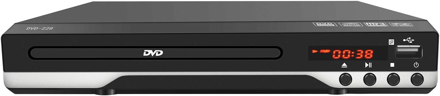 Compact DVD Player for TV - Multi Region HDMI 1080P Digital DVD Player with Remote Control, USB Port, Coaxial Port, AV Cable for TV Connection