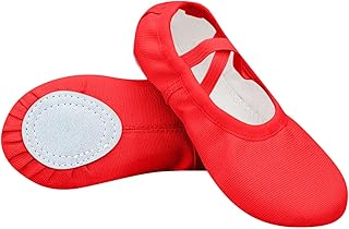 Canvas Ballet Shoes for Toddler Girls Soft Split Sole Ballet Slippers Lightweight Highly Stretch Yoga Dance Shoes