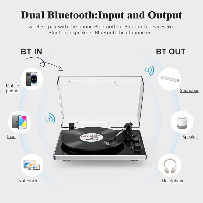 Tocadiscos Udreamer con bocinas y Bluetooth miniatura 3