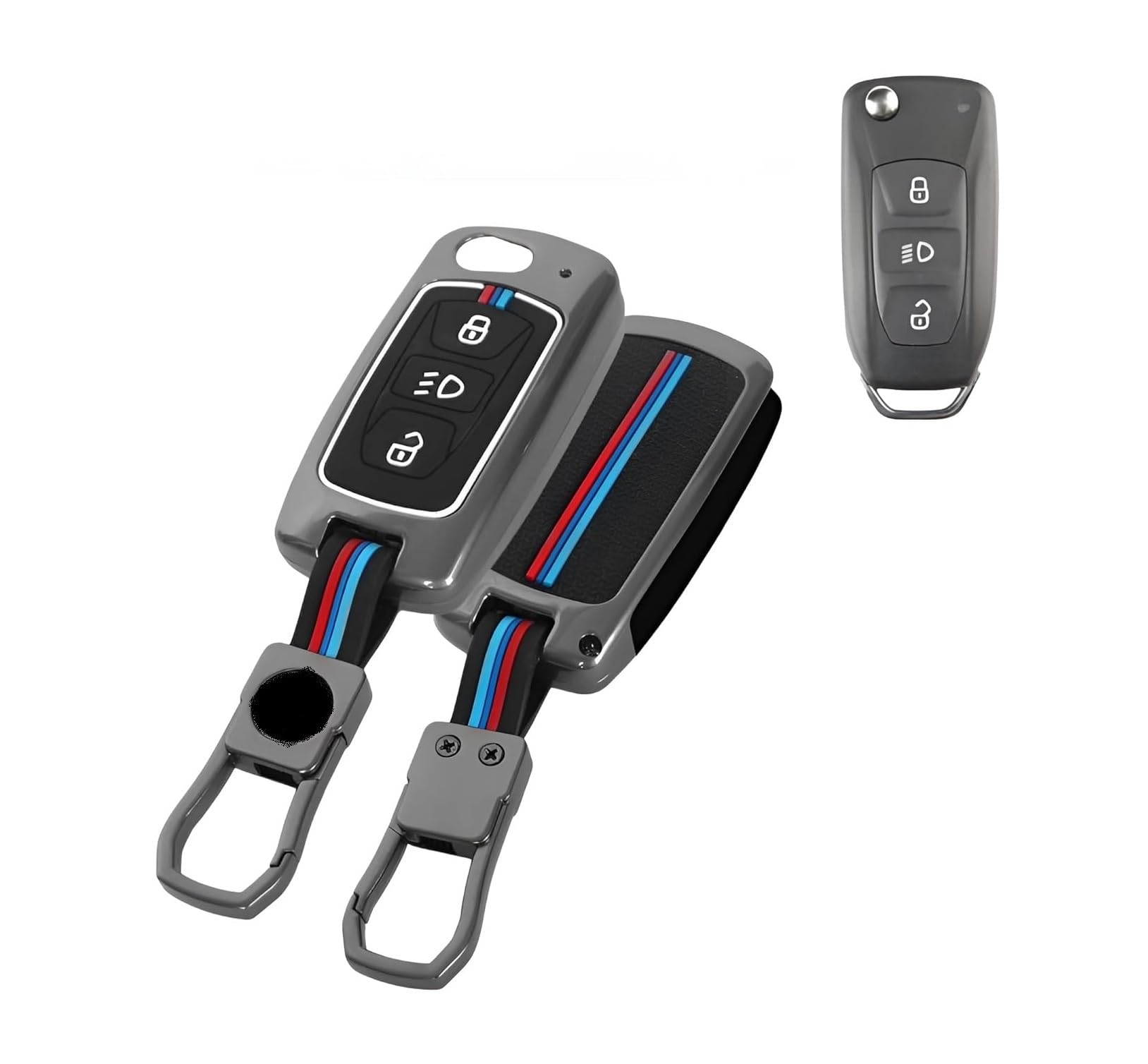 Auto Dean Heavy Duty Luxurious Metal Key Cover Compatible with Tiago Nexon Altroz Safari Storme Zest Bolt Tigor Punch Hexa Harrier etc. [3 Button Flip Key]-image-43