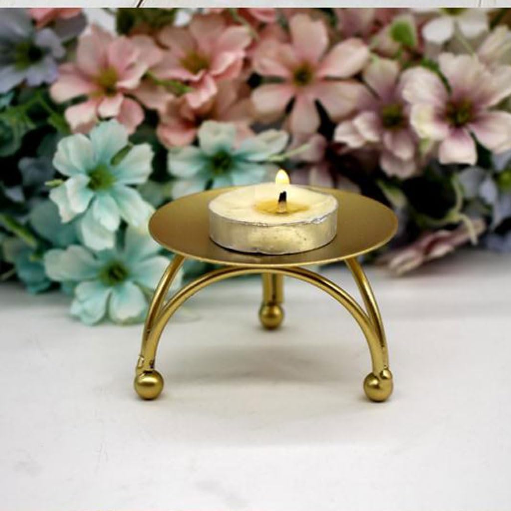 Vintage Candelabra European-Style Iron Candlestick Restaurant Geometric Candle Holder Tabletop Decorative Ornaments Wishing Candlestick Candle Stand(A)
