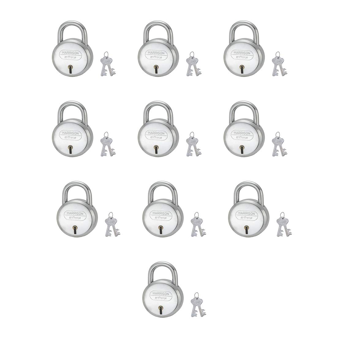 Harrison J-6/BCP-0447_PK 2 4 Levers Padlock With 2 Keys (Silver, Steel Finish) — Amazon image 5