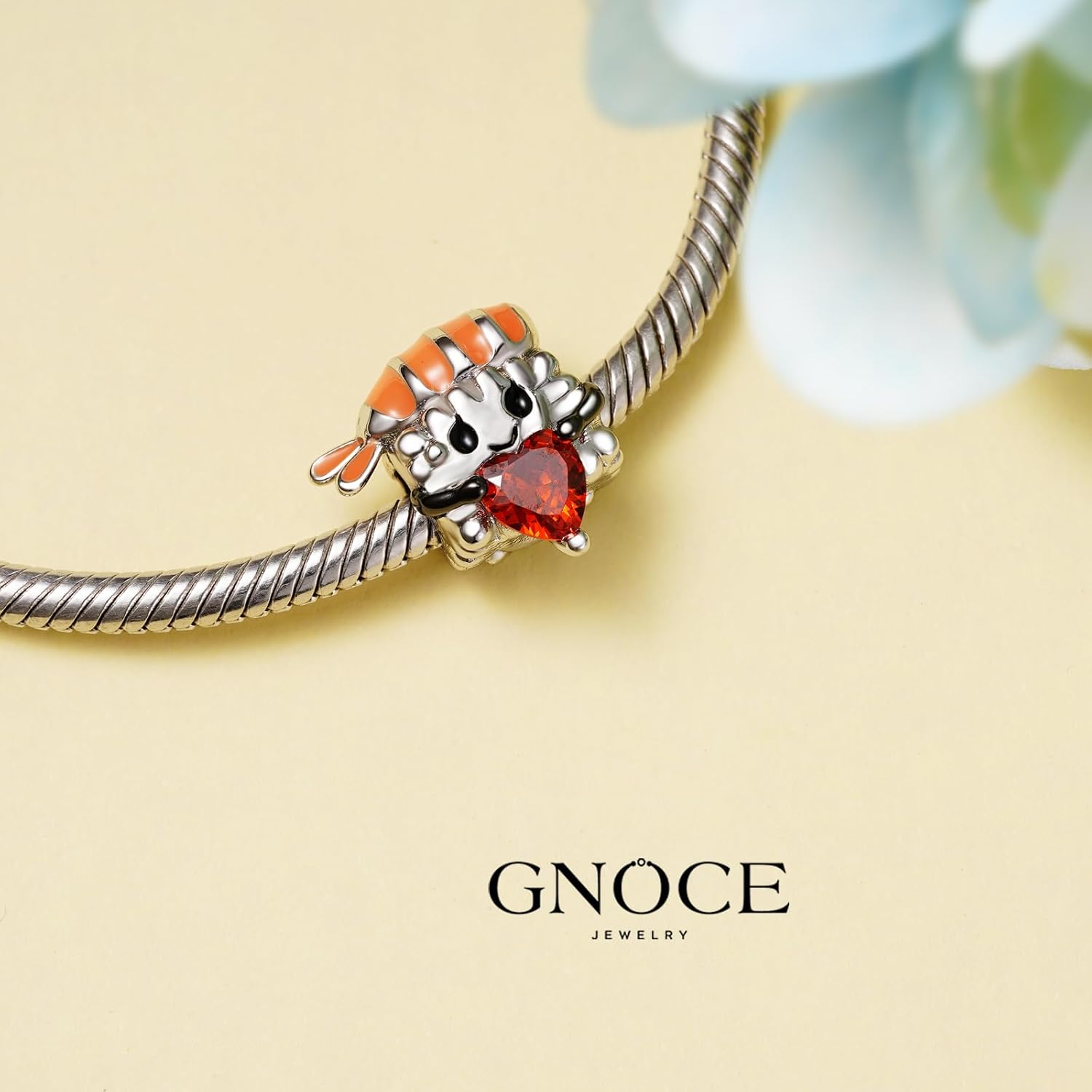 GNOCE Unicorn Dog Charms for Women 925 Sterling Silver Cat Bead Animal Charm Fit Bracelets/Necklace Jewelry Gift For Women Wife (Sushi Roll)