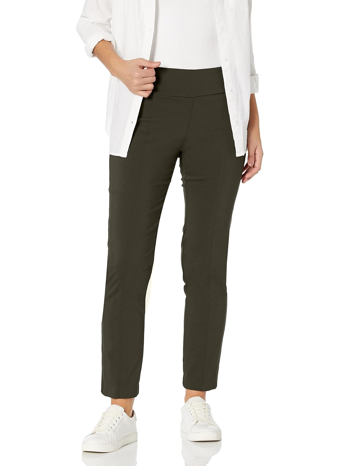 Zac Rachel Womens Millennium Fabric - Slim Leg Pull-On Pant Rosin Olive 10