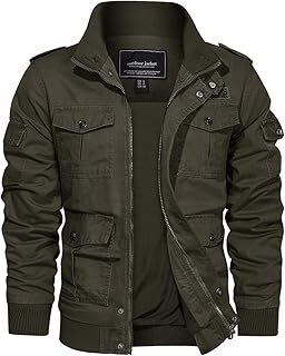 Men's Casual Cotton Military Bomber Jacket Winter Outerwear Windbreaker ...