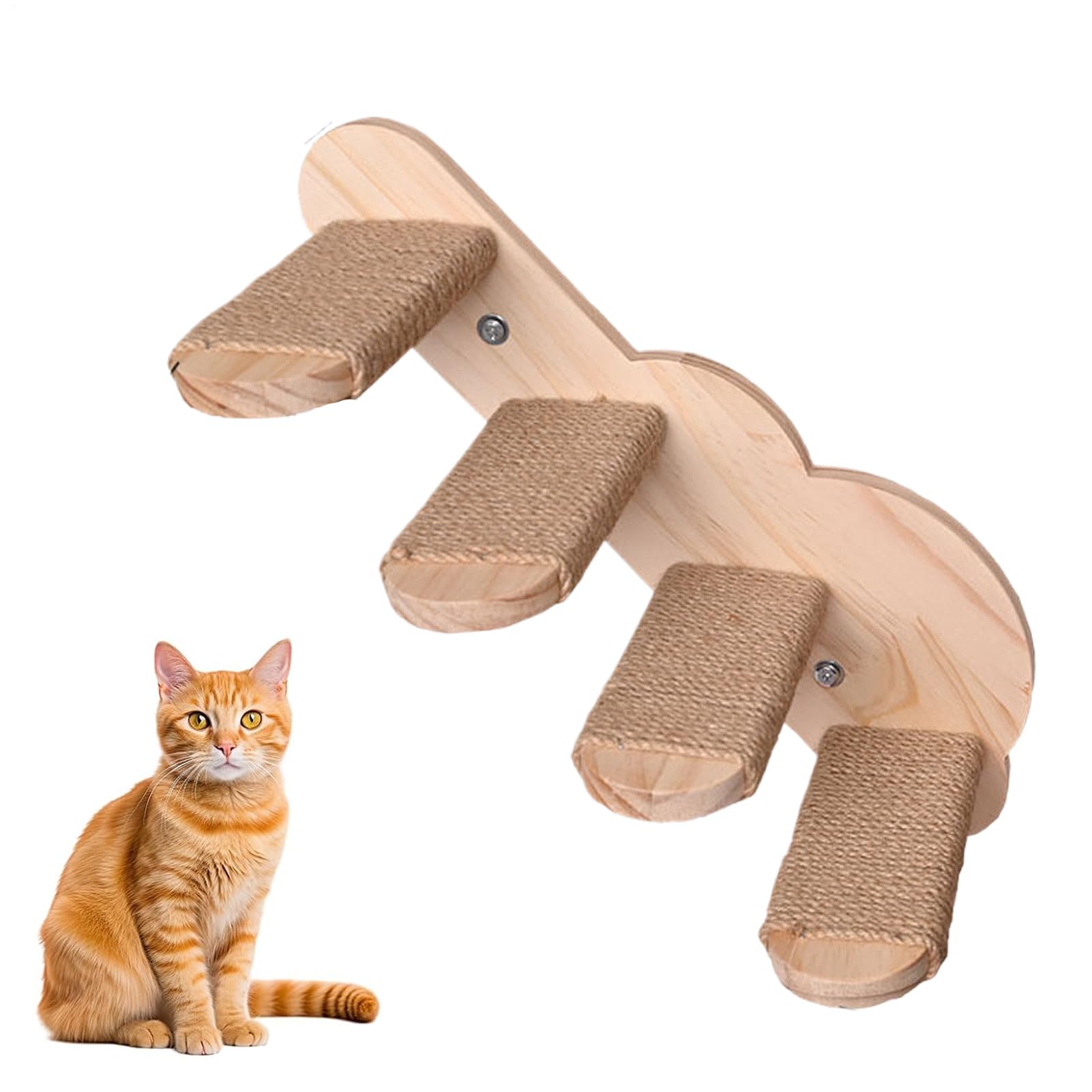 Échelle murale pour chat en bois noble avec perchoirs suspendus haut de gamme