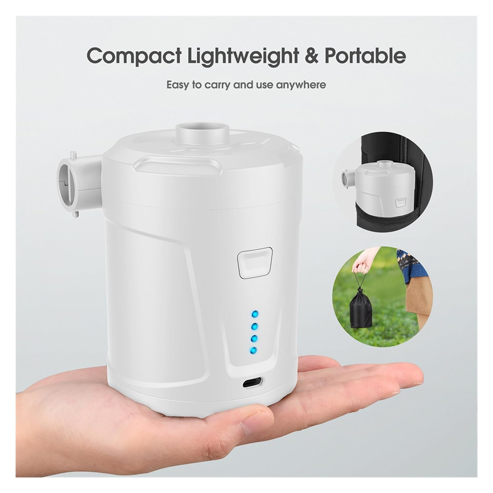 Inflador Electrico, Inflador de anillo de natación con bomba de aire eléctrica inalámbrica de 5000 mAh y carga USB for camas de aire.