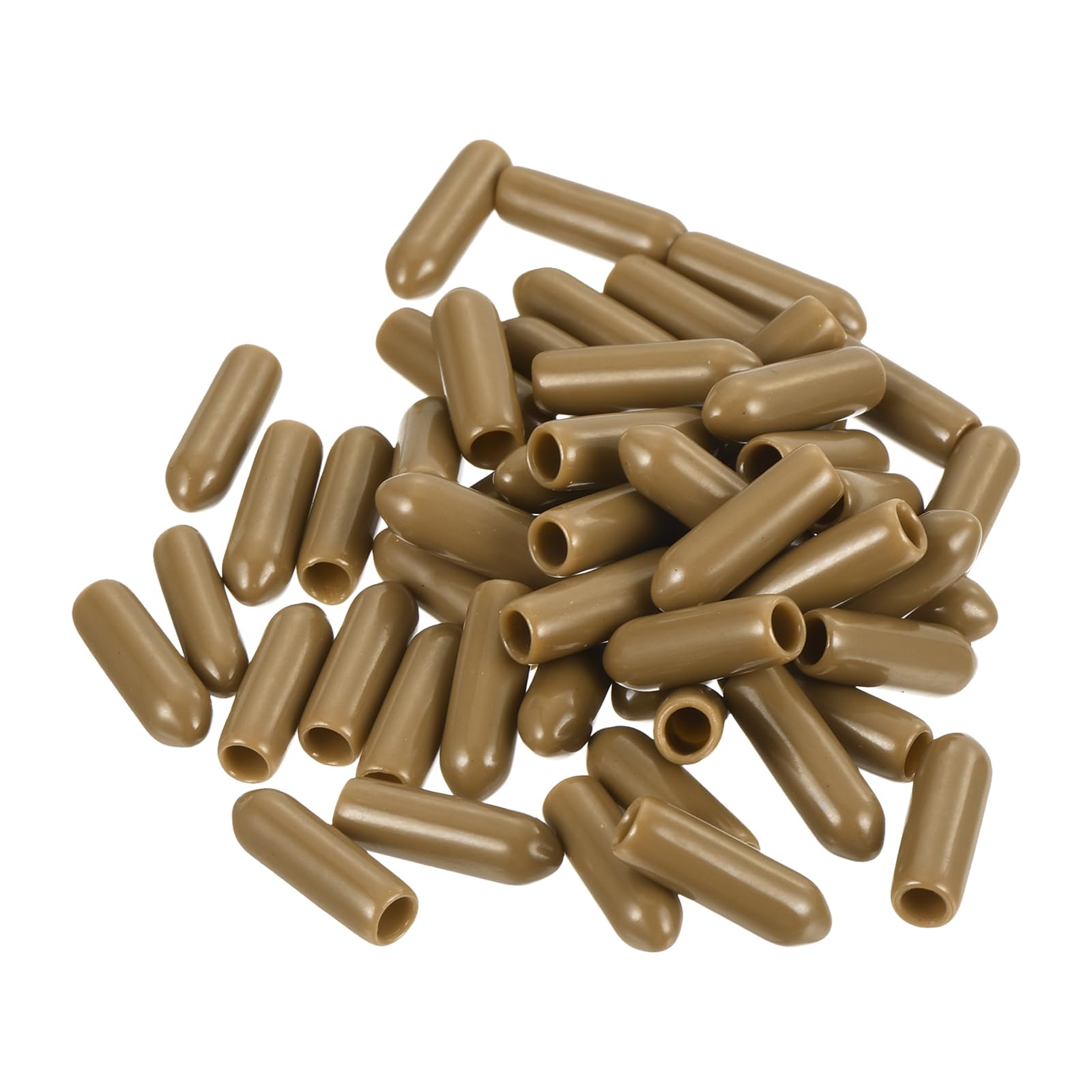uxcell 100pcs Rubber End Caps 3.5mm(1/8") ID Vinyl PVC Round Tube Bolt Cap Cover Screw Thread Protectors Light Brown