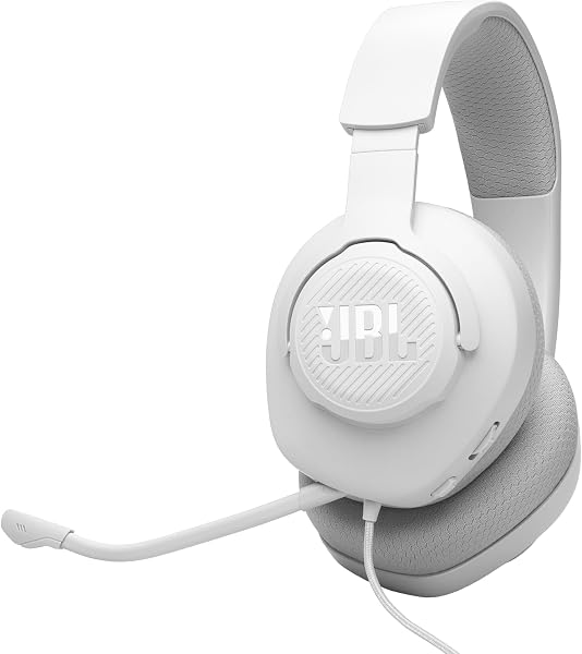 JBL Quantum 100M2 cascos circumaurales para gaming, JBL QuantumSOUND Signature, cable de audio de 3.5 mm, compatibles con múltiples plataformas, micrófono desmontable, función de silencio, blanco - 1