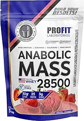 Hipercalóricos Anabolic Mass 28500 Bulking Refil 3kg- Profit Laboratórios (3000g, Morango)