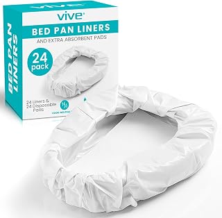 Vive Bed Pan Liners and Absorbent Pads (24 Pack) - for Elderly Men & Women - Comfortable & Disposable Bedpan Liners for Adults - Spill Proof Incontinence Pads, Reduces Odors - HSA/FSA Eligible