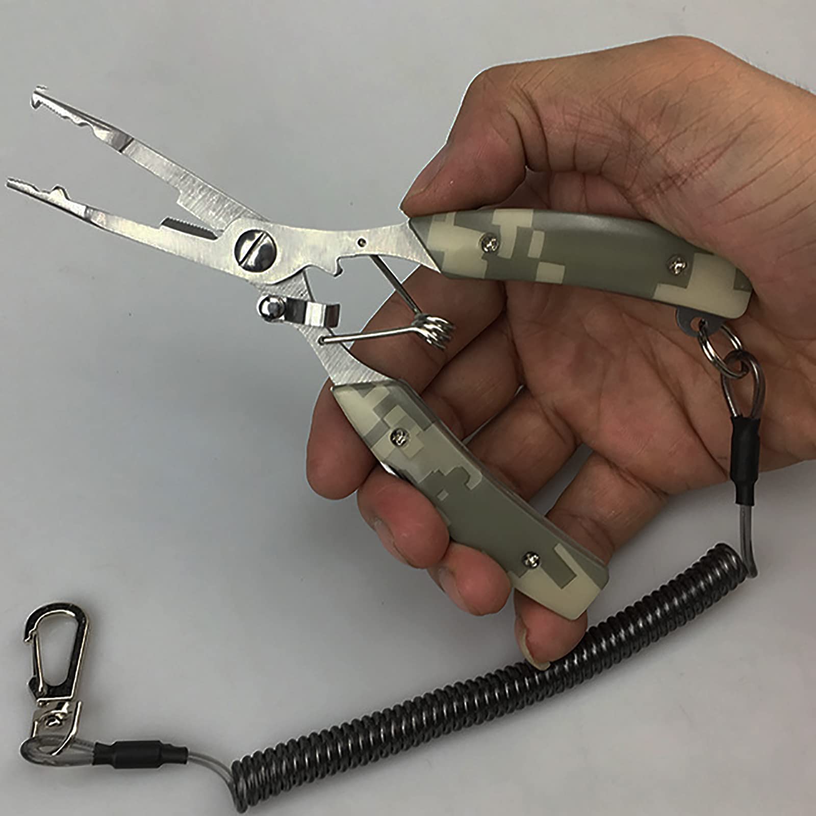 Generic Köderzange Angelzange Aus Edelstahl Multifunktionale Angelschere Angelzange mit Offener Schlaufe Mit Angelgerät mit Nylonhülle