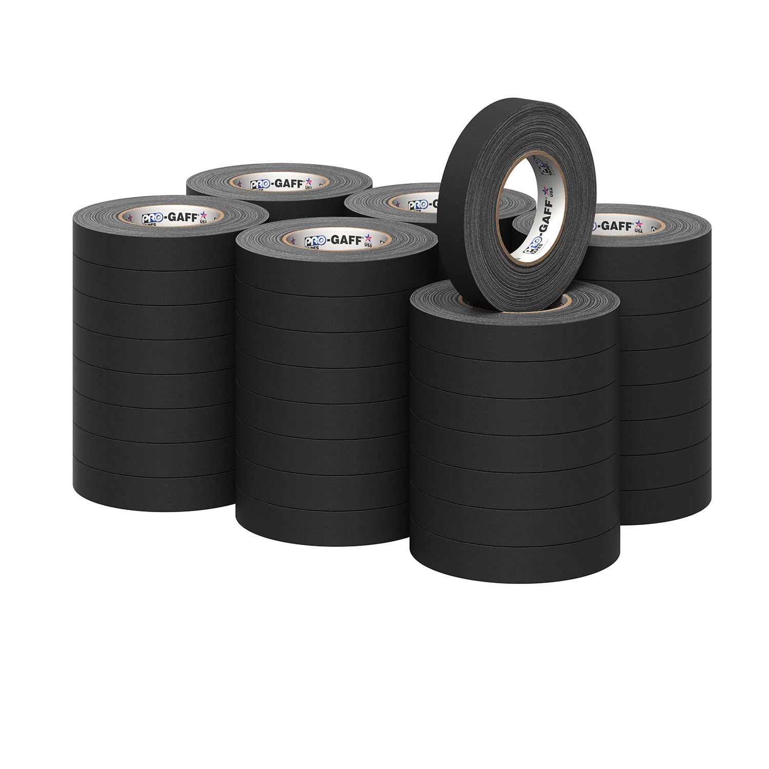 ProTapes 840178015464 Pro Gaff-Nastro adesivo in tessuto opaco Gaffers adesiva in gomma, 11 mil, spessore: 55 yd. lunghezza, larghezza (1 2,54 cm, colore: nero (confezione da 48)