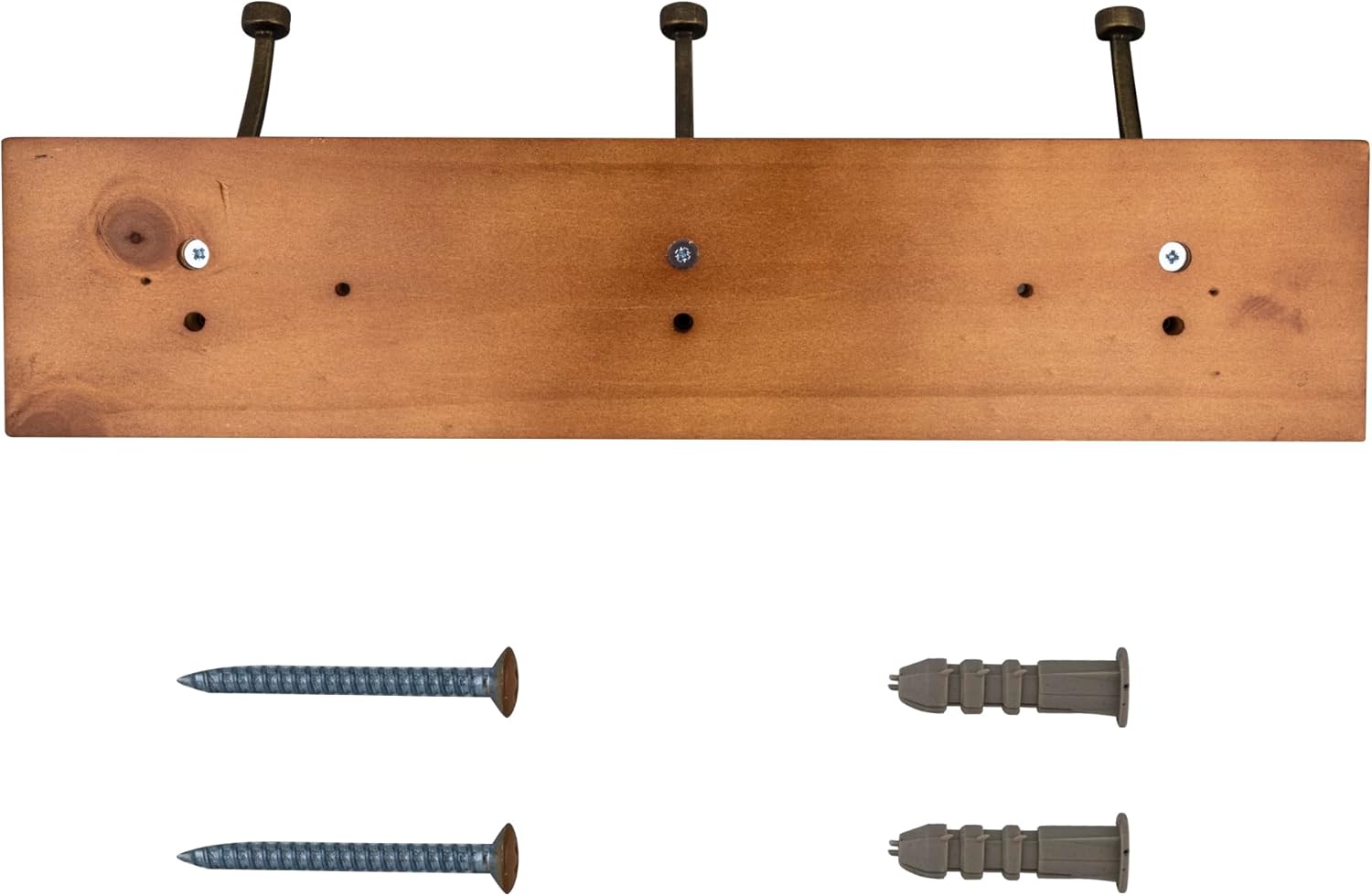 BRIXWELL BXH65655HGB-XCP20 Beveled Squared Hook Rack for Home Hardware 18" Honey Pine, Gilded Bronze - Pack of 20