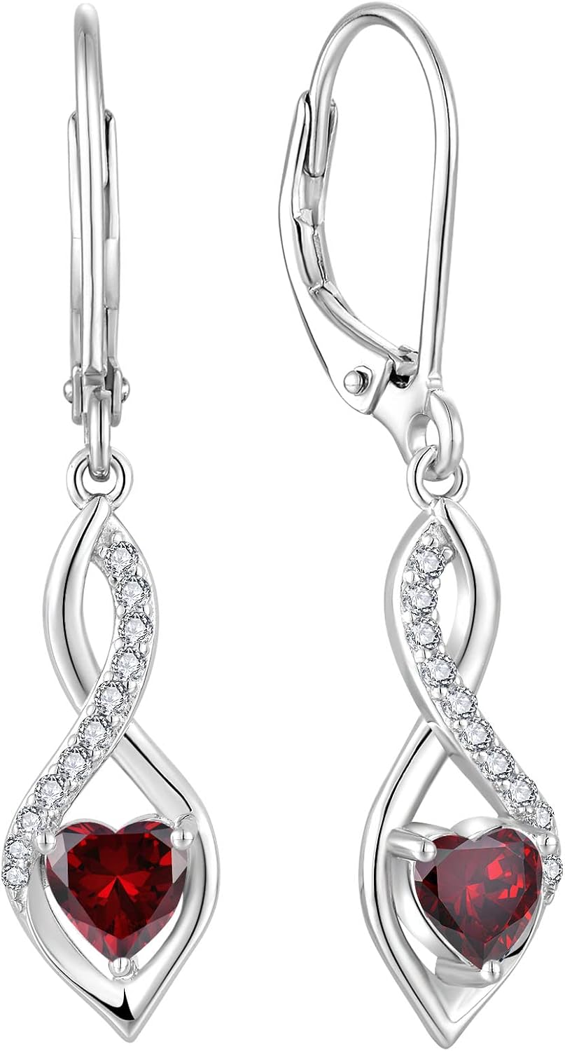 Leverback Earrings Women Infinity Dangle Drop Earrings 925 Sterling Silver Cubic Zirconia Heart Earrings Christmas Jewelry for Women Wife Her