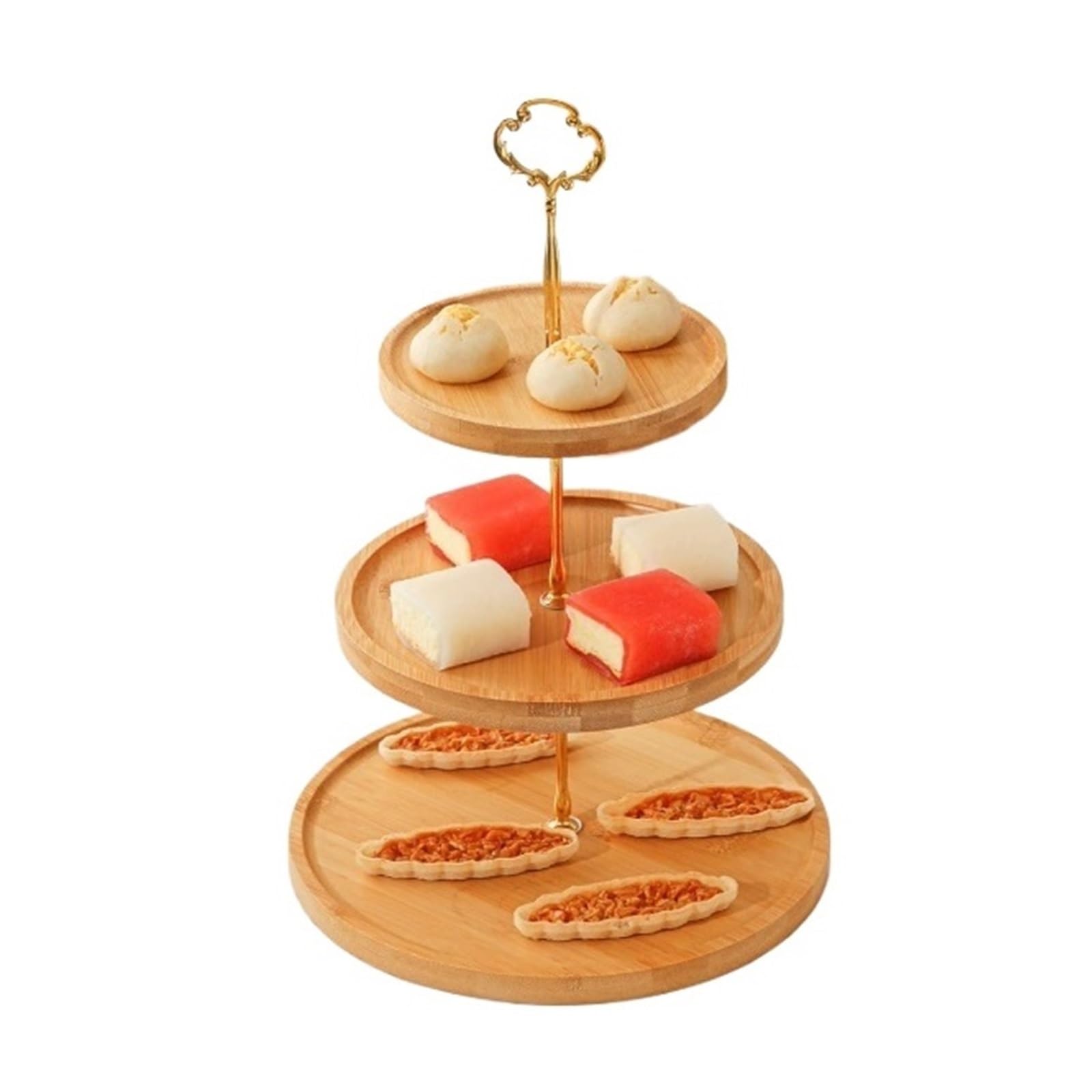 Hhaoran-9868 Tiered Serving Tray Multi-tier Wooden Cake Stands, Fruit Platters, Afternoon Tea Sets, And Trays For Candies And Snacks Cupcake Stand(Large)