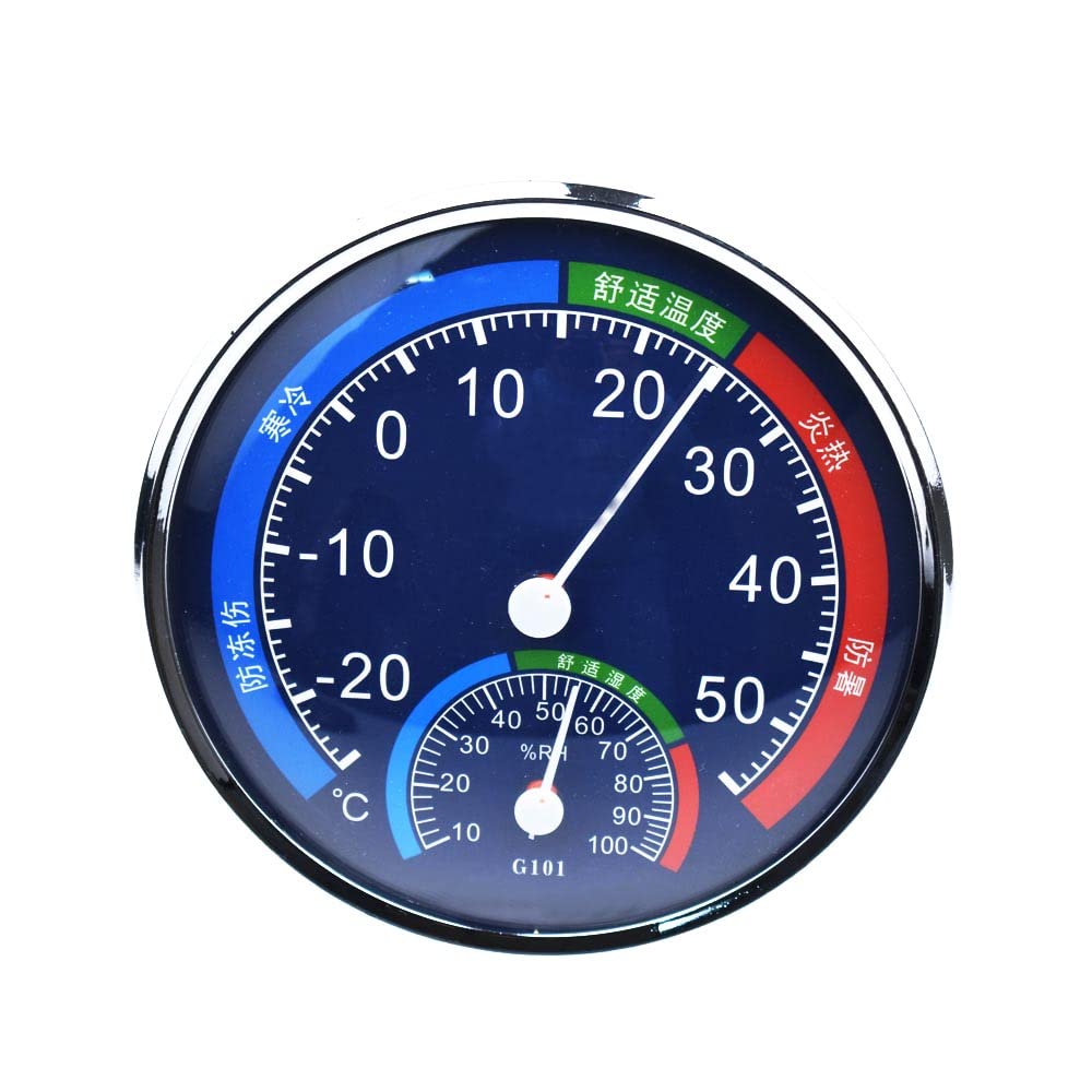 Thermometer Indoor Outdoor, 5in Round Pointer Type Thermometer Hygrometer Temperature Humidity Gauge Meter