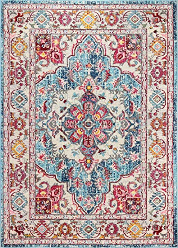 Bashian Collection Area Rug - Luxury Power Loom Polypropylene - Home Decor For Runner Rug, Entryway Rug, Living Room Rugs, 3'6" X 5'6", Teal #TOP1